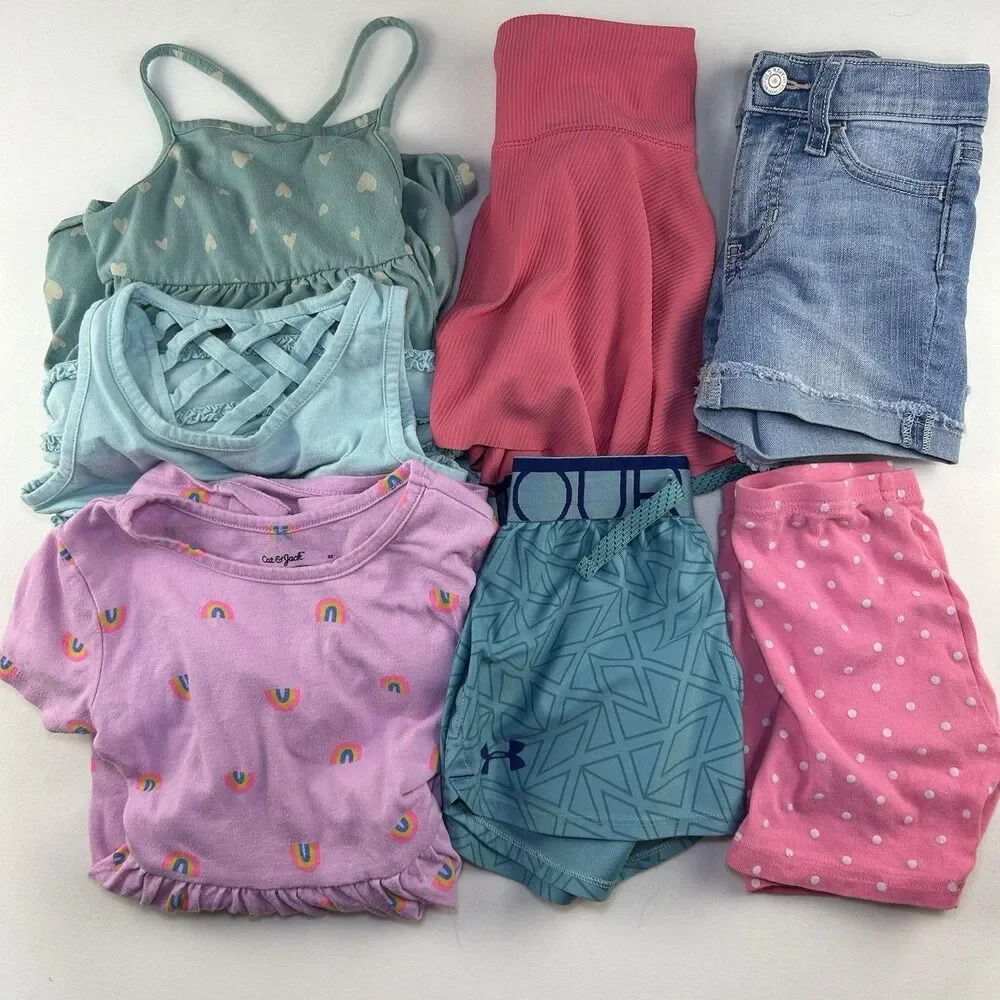 Girls 5T Clothing Lot Of 7 Piece Summer Fall Back To School Dresses Shorts Skirt